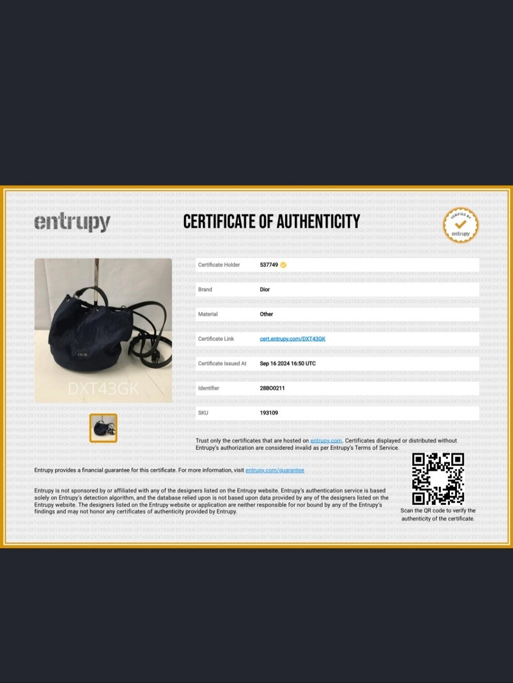 Authentic Dior Drawstring Bucket Bag - Picture 6 of 6